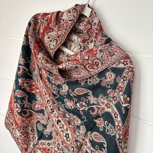 NEW Floral Paisley Patterned 100% Cotton Wrap Scarf with Fringe